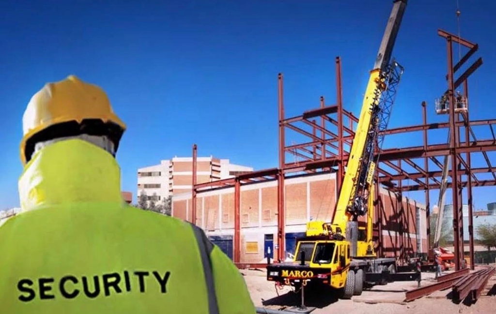 Security officer on an active construction site